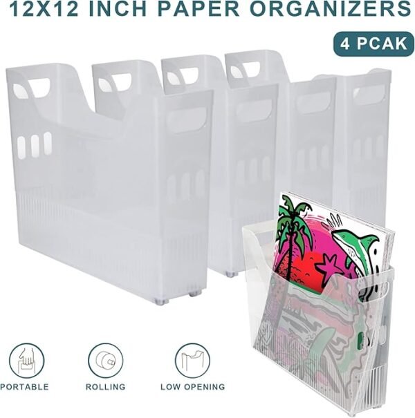 dndsim 4PCS 12x12 Scrapbook Paper Storage With Wheel