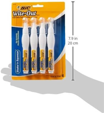 BIC Wite-Out Brand Shake 'n Squeeze Correction Pen, 8 ML,4-Count Pack