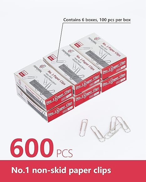 1 Nonskid Paper Clips, 600 Medium Paper Clips