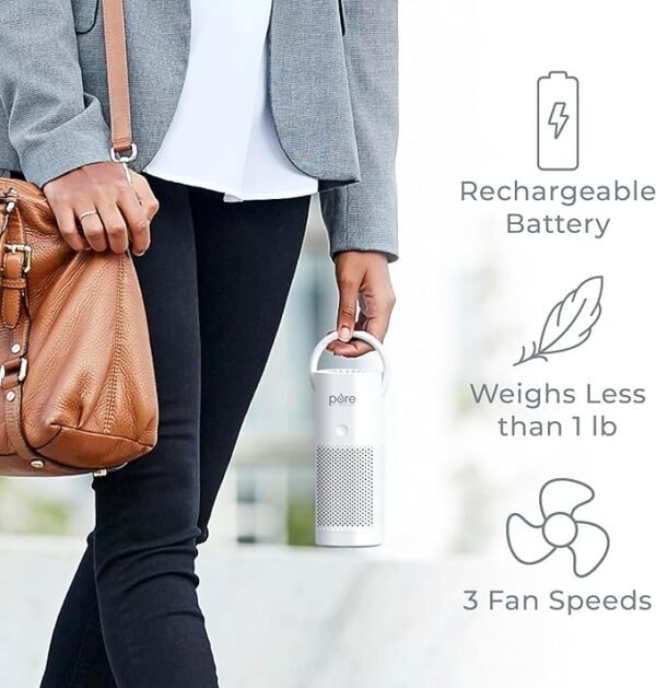 Pure Enrichment PureZone Mini Portable Air Purifier - Cordless True HEPA Filter Cleans Air & Eliminates 99.97%