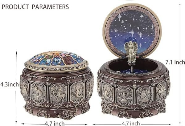 DELIWAY Vintage Music Box Constellation Style Plays Always with Me Tune
