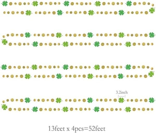 Green Garland Shamrock Clover Gold Circle Dots Streamers Glitter St Patricks Day