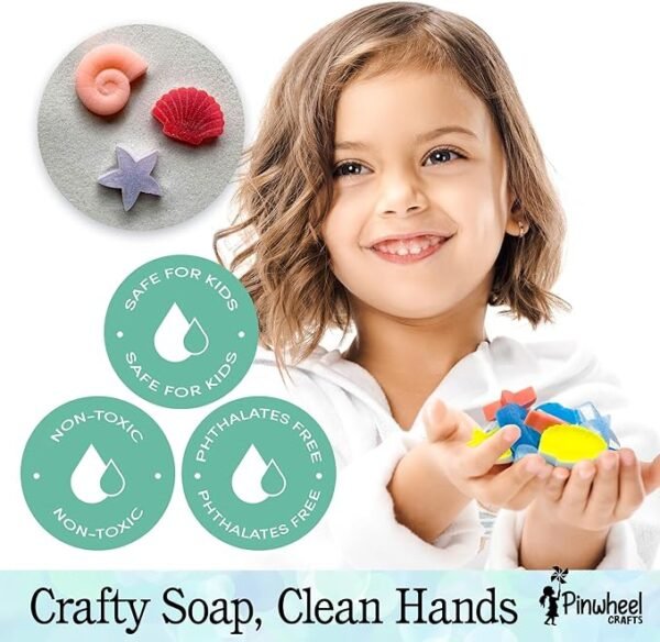 Soap Making Kit for Kids, DIY Complete Set with Molds, Scents, Dye, Glitter, Foaming Net