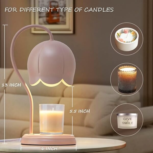 Cute Pink Flower Candle Warmer Lamp with Timer Dimmable