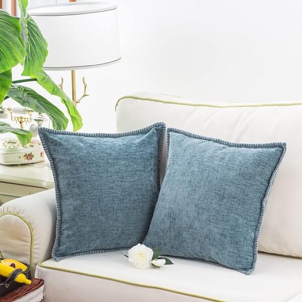 4 Throw Pillow Cases Pack of 2 Cotton Thread Stitching Edges
