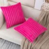 Set of 2 Hot Pink Faux Fur Decorative Throw Pillow