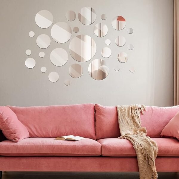 Real Glass Round Mirror Tiles Frameless Round Wall Mirrors