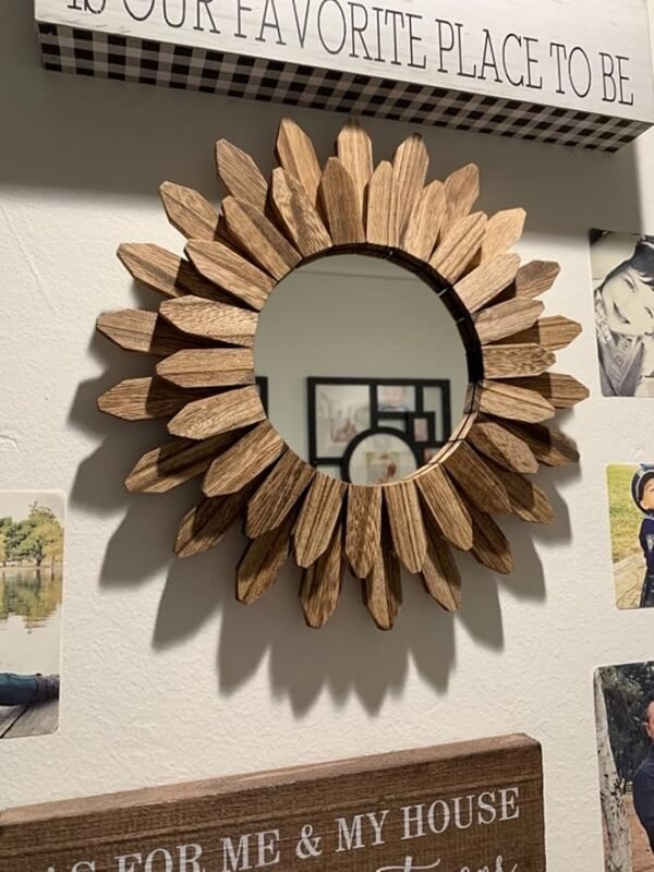 Wall Mirror Decorative 12 inch Rustic Wood Mirror