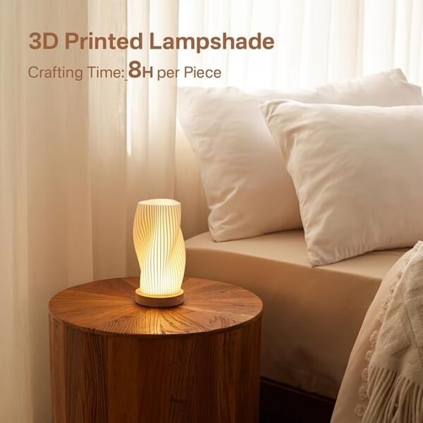 Bedside Lamp with Woodbase - Button Control Table Lamp