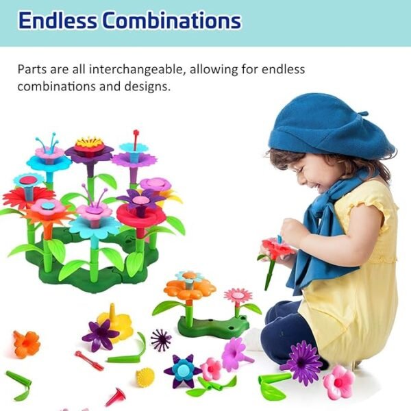 Gifts for 3-6 Year Old Girls Flower Garden Building Set 98 PCS Arts
