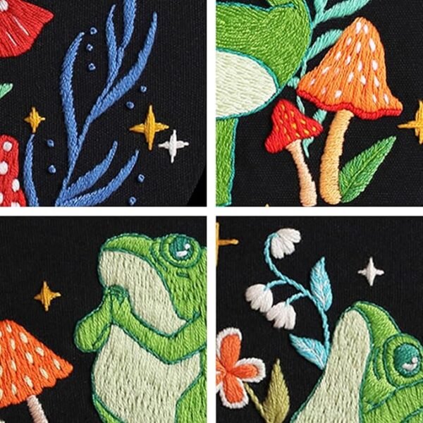 4 Set Frog Embroidery Kits for Beginners