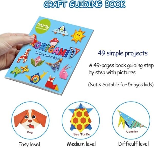 4 Origami Kit for Kids Ages 5-8 8-12, with Guiding Book, 98 Sheets Paper with 47 Patterns