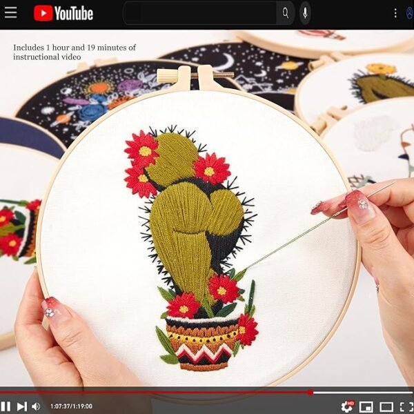 Funny Cactus Embroidery Kit for Beginner Adults
