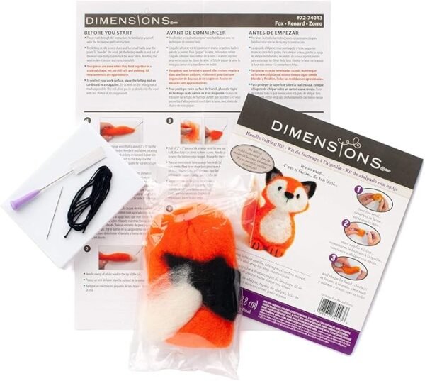 Fox Felt Animals Needle Felting Kit, 3'' x 2.5''