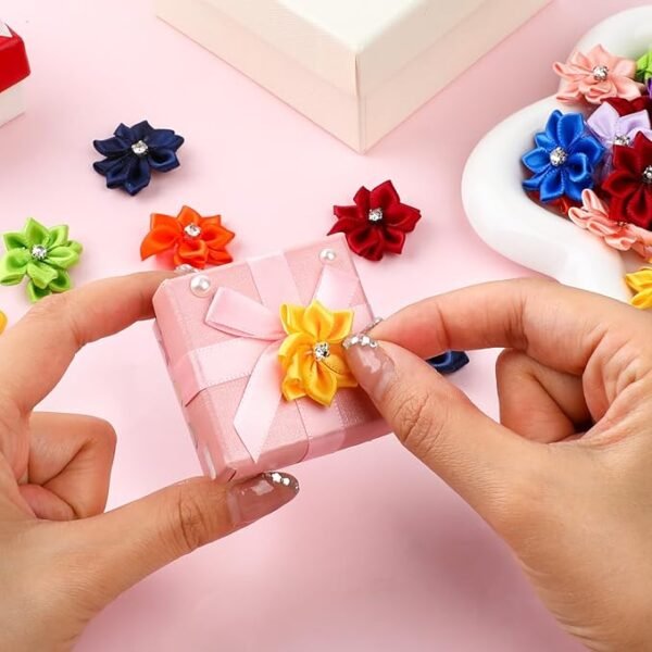 50PCS Satin Ribbon Flowers for Crafts Small Flowers 1.2 Inch
