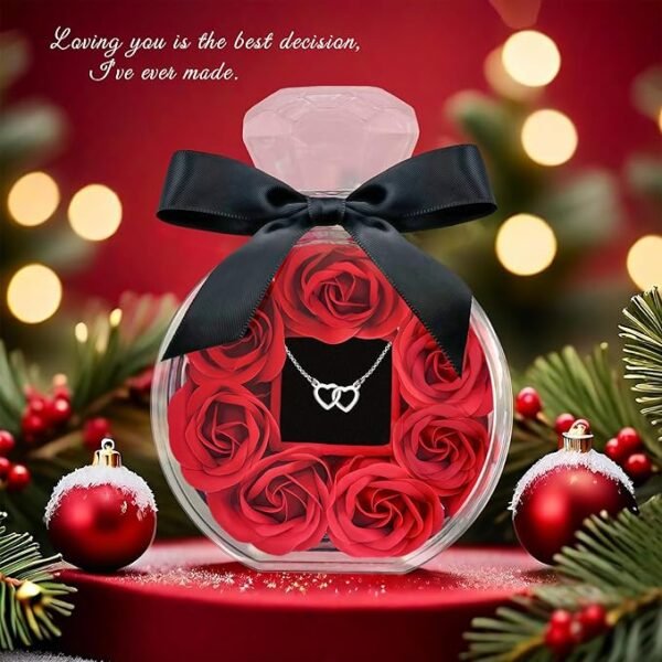 4 Rose Box with Necklace Artificial Preserved Flower Valentines