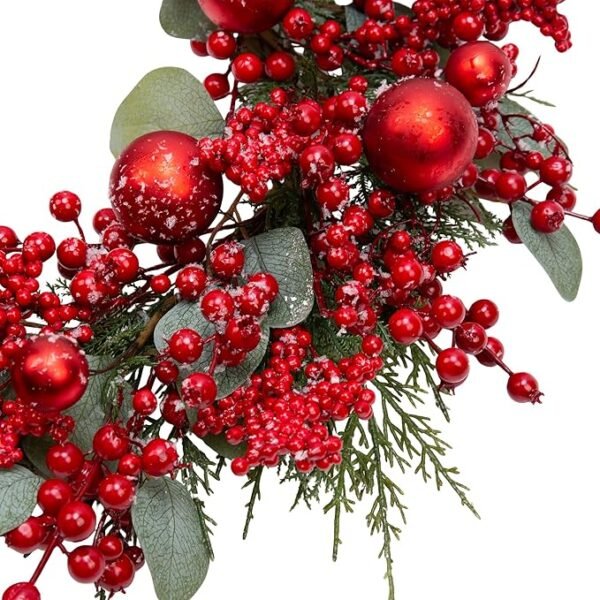 VGIA 20 Inch Christmas Wreath for Front Door Snowy Winter Wreath