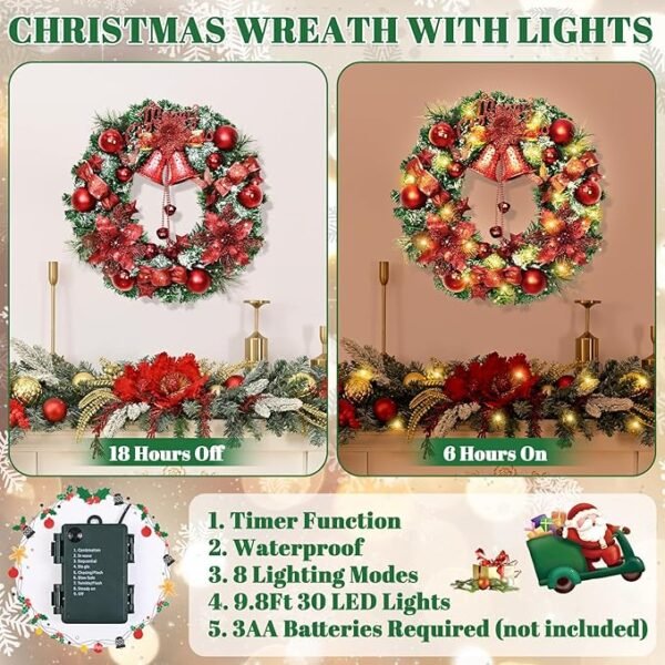 Yastouay 17" Christmas Wreaths for Front Door