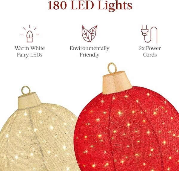 Best Choice Products 2pc Lighted Pop-Up Christmas Ornament Set 180 LED Lights