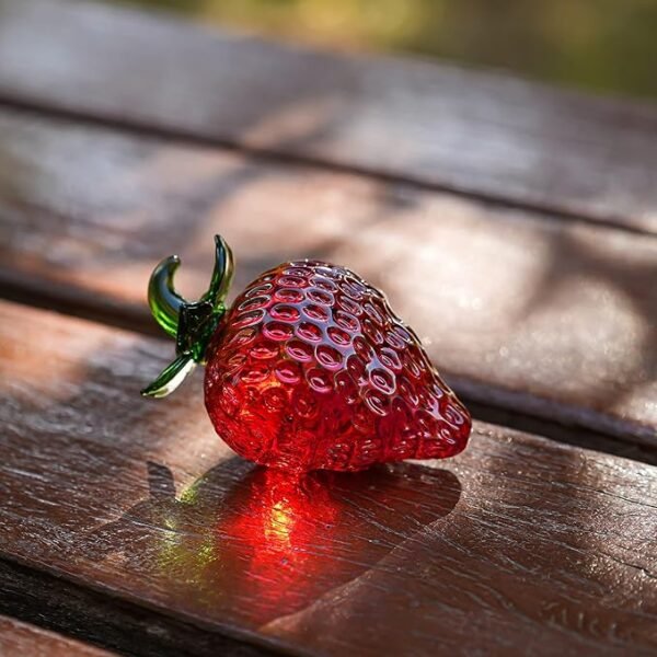 KRISININE Glass Red Strawberry Figurine Crystal Fruit Collectibles Art Glass
