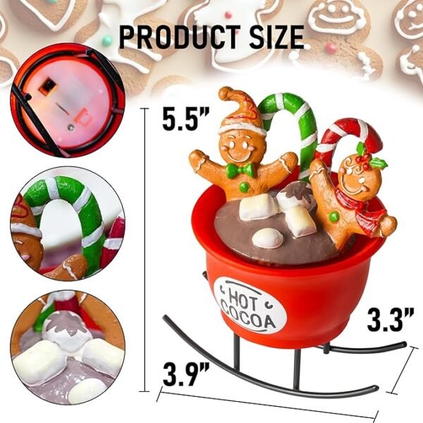 NEROSUN Christmas Gingerbread Man in Lighted Rocking Hot Cocoa Cup