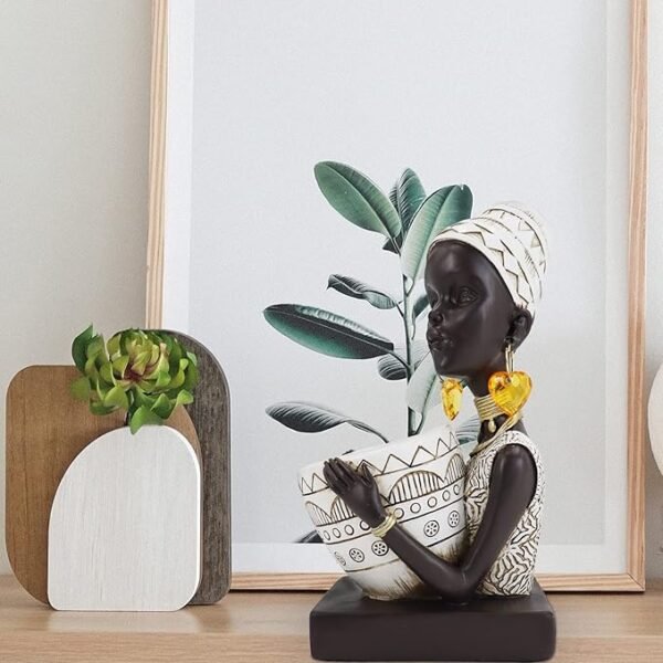 Lescafita African Statues for Home Decor, Sculptures Decorations for Living Room, 10.5