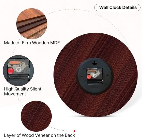 Toudorp Home Wall Clock 14 Inch Wooden Battery Operated Wall Clocks