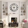 WGWART 24" Large Black Roman Numeral Wall Clock, Silent Battery