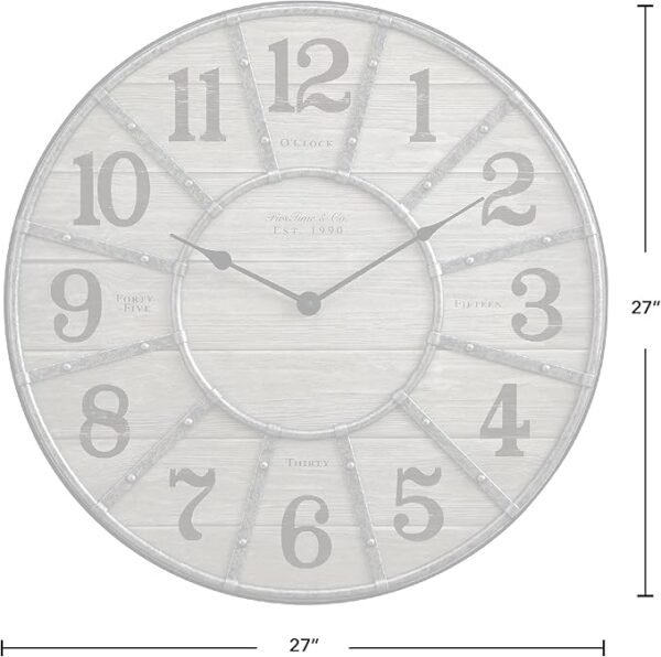 FirsTime & Co.  Cooper Wall Clock, Gray/Galvanized