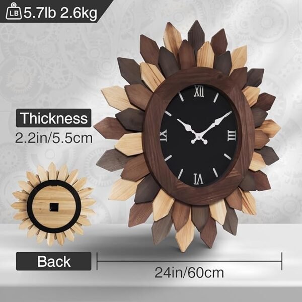 ZBJZJM Large Wall Clock for Living Room Deco Boho 24''