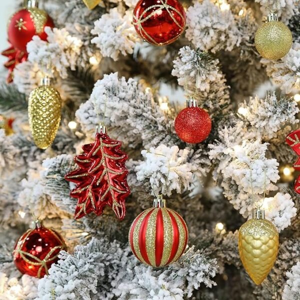 SHareconn 106PCS Christmas Balls Ornaments, Red & Gold