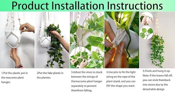 4 Hanging Planter with Lights Indoor Macrame Plant Hanger