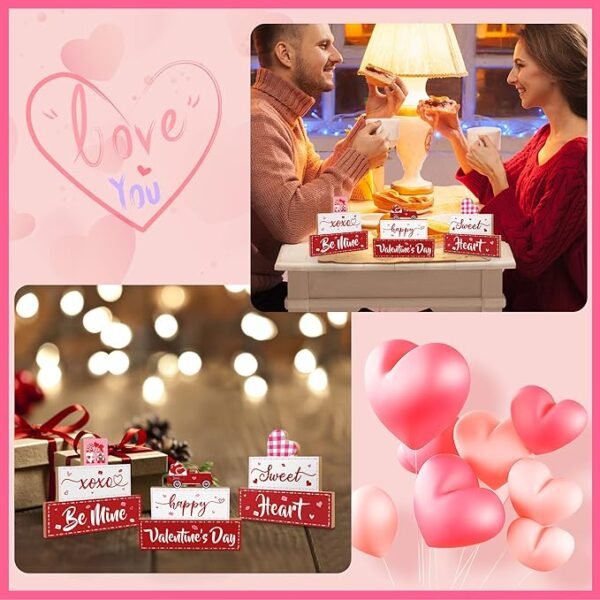 Lairyan 3 PCS Valentine's Day Wooden Sign Table