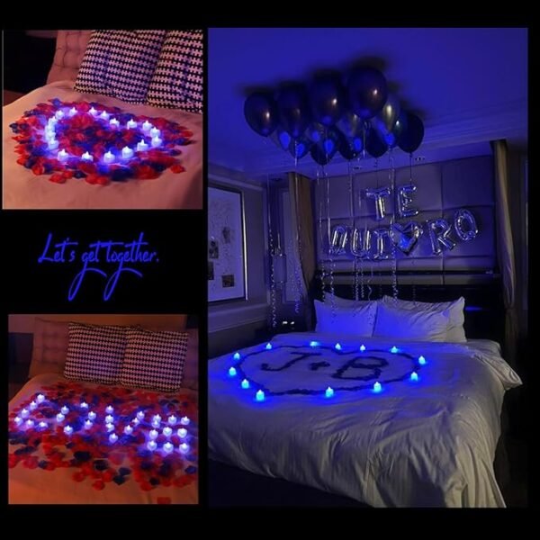Pyrrhiax, 2000 Pieces Artificial Rose Petals and 24 Pieces LED Tea Lights Candles