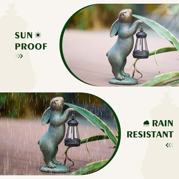 MININOVA Garden Statues Rabbit with Solar Lantern