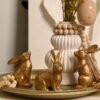 WONDROUS' DECO Set of 3 Small Resin Dark Gold Easter Bunny Figurines