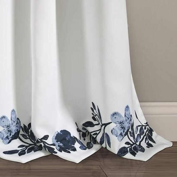 Lush Decor Tanisha Curtains Beautiful, Modern, Elegant Home Decor - 52" W x 84" L, Navy & White