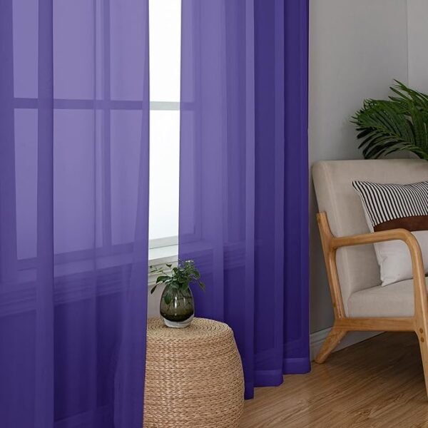 Chyhomenyc Purple Sheer Curtains 84 Inch Length 2 Panels Each 42Wx84L Inches