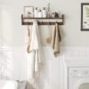 Wall Hooks with Shelf 28.9 Inch Length Entryway Wall Hanging Shelf Wood