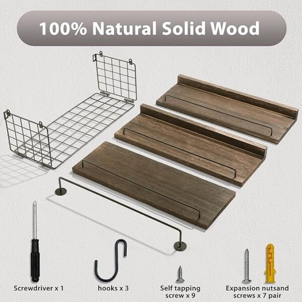 the ZhiYo-Life Bathroom Floating Shelves with Wire Basket