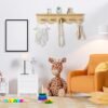 Pinkunn Nursery Floating Shelves with Hooks for Wall Book Shelves Wood