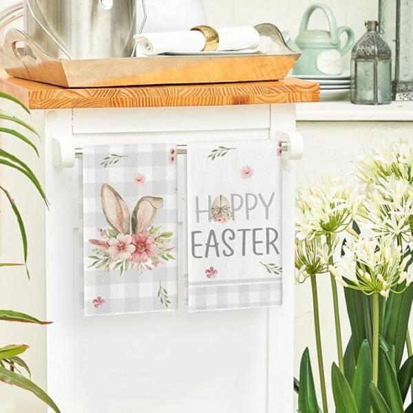 4 Artoid Mode Easter Bunny Kitchen Dish Towels, 18 x 26 Inch