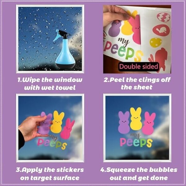 Sarybei 9 Sheet Reusable Static Peeps Window Stickers
