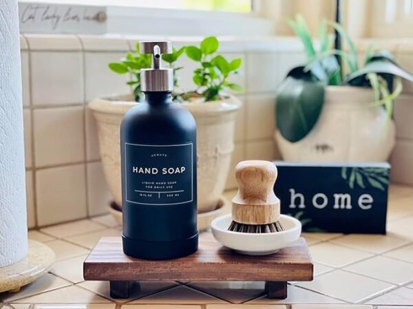 GRID FORTE Wood Pedestal Soap Stand, Farmhouse Wood Riser, Soap Dish Holder