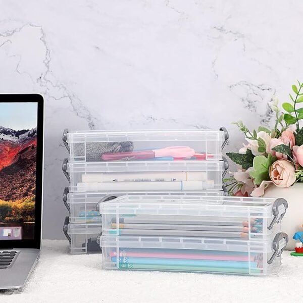 BTSKY Large Capacity Pencil Box (6 Pack Clear)