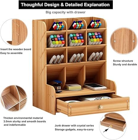 Marbrasse  Multi-Functional DIY Pen Holder (B11-Cherry Color)