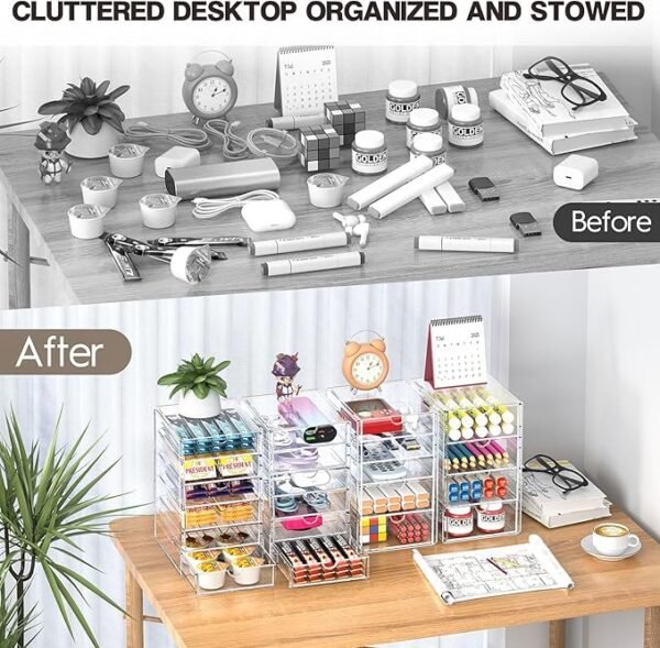 AMALEKO Acrylic Drawer Organizers 21 Drawers 4 Set