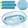 MDLUU   Glass Soap Dish, Embossed Bar Soap Holder, Decorative Soap Saver Tray