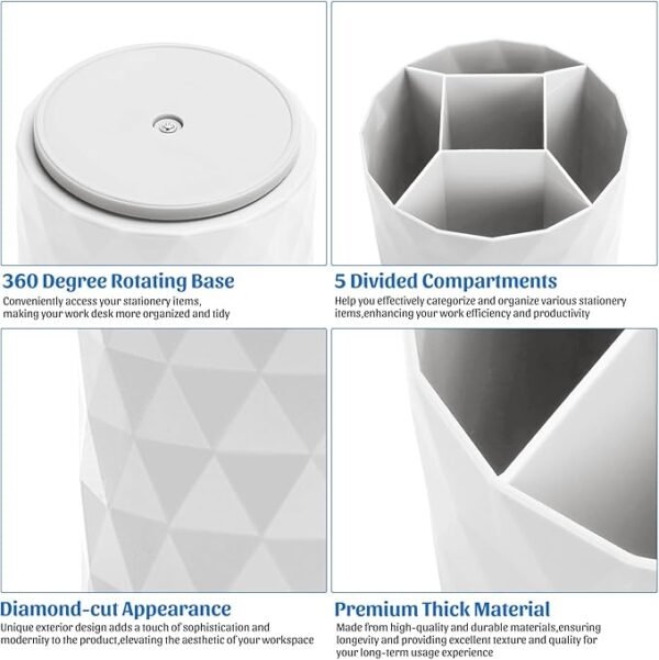 Minimaliving 360°Rotating Office Desk Accessories (White)