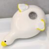 Fewile 1 Pack Duck Ceramic Soap Dishes,Soap Holder with Drain